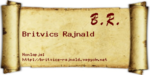 Britvics Rajnald névjegykártya